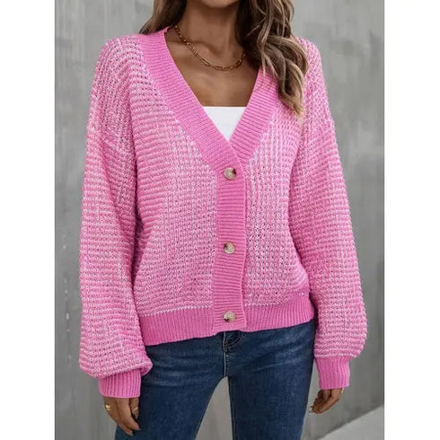 'Fauna' V-Neck Knit Cardigan - Celes Fashion